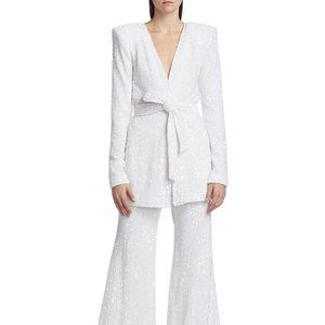 MICHAEL COSTELLO COLLECTION Sterling Sequined Jacket White Size 4